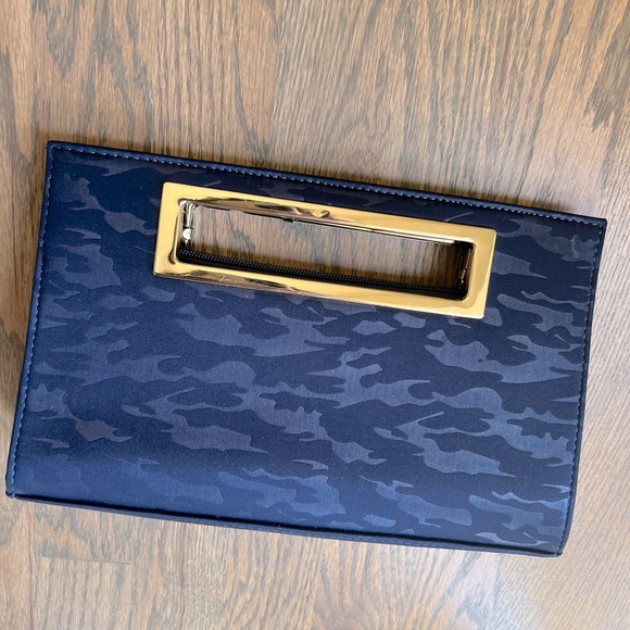 NWOT. Call It Spring Beautiful Navy and Gold Clutch. - Picture 1 of 6